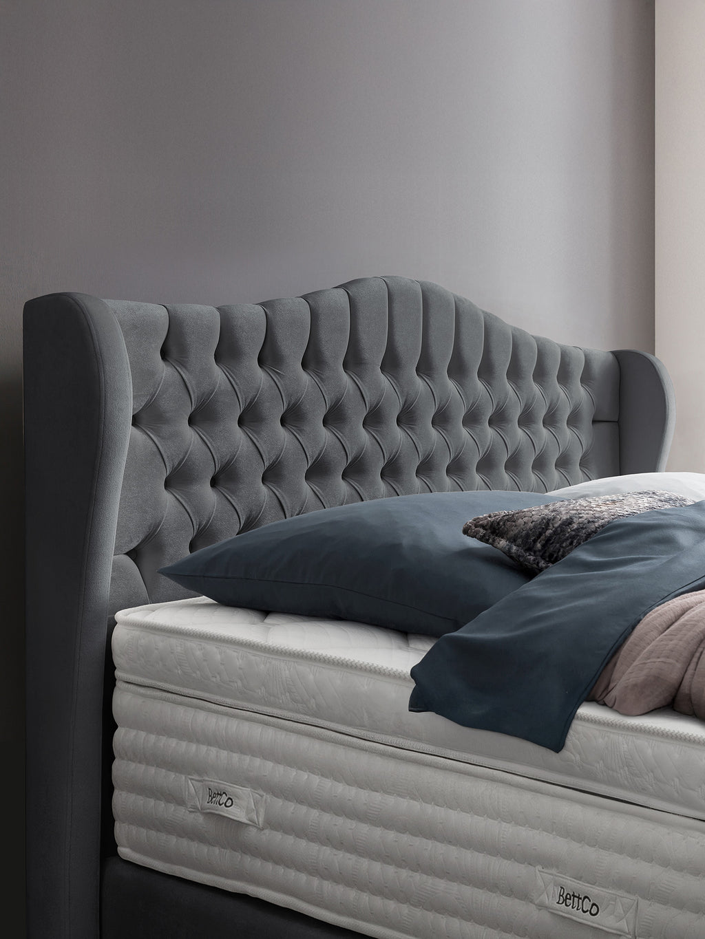 Samt Boxspringbett Dunkelgrau MAISON