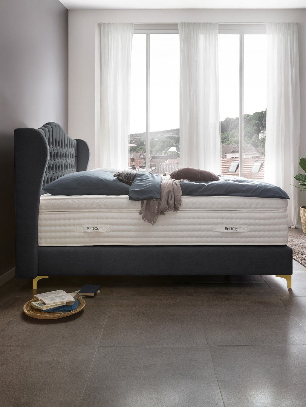 Samt Boxspringbett Dunkelgrau MAISON