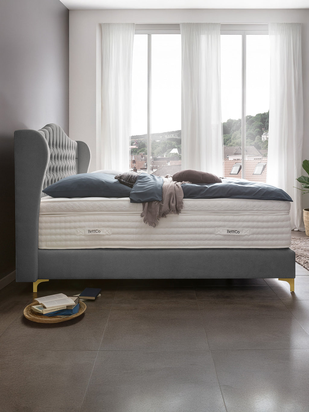 Samt Boxspringbett Grau MAISON