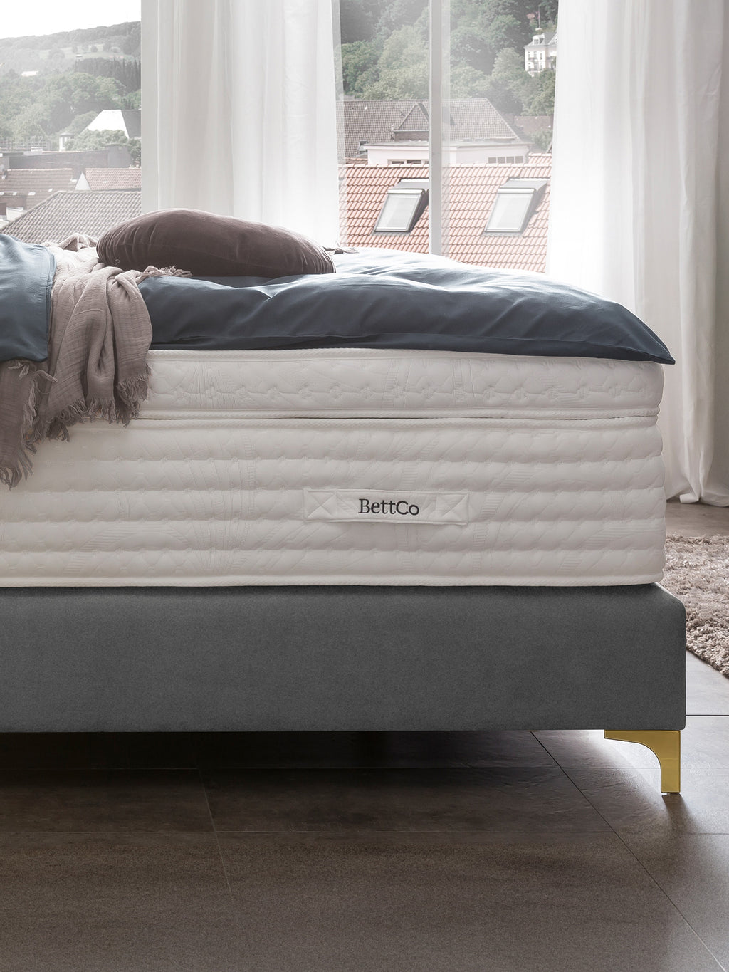 Samt Boxspringbett Grau MAISON