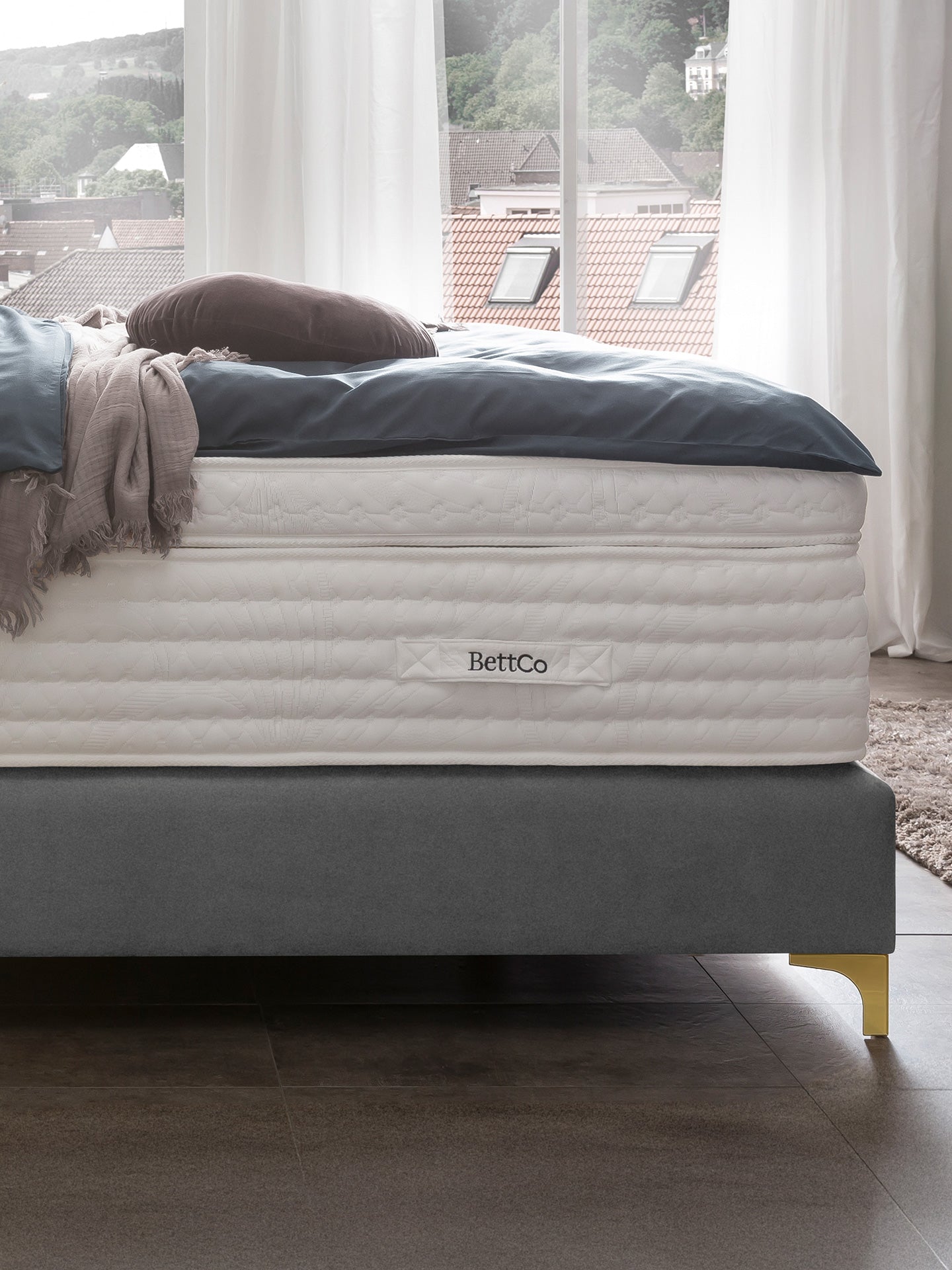 Samt Boxspringbett Grau MAISON