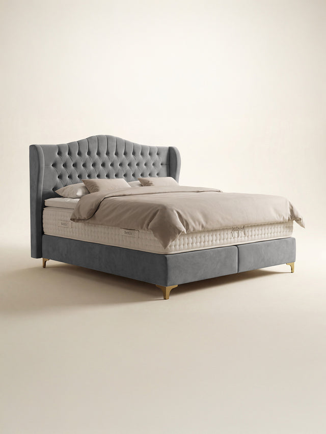 Samt Boxspringbett Grau MAISON