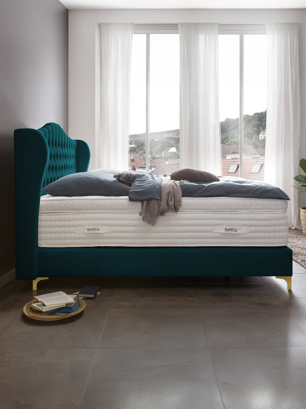 Samt Boxspringbett Petrol MAISON