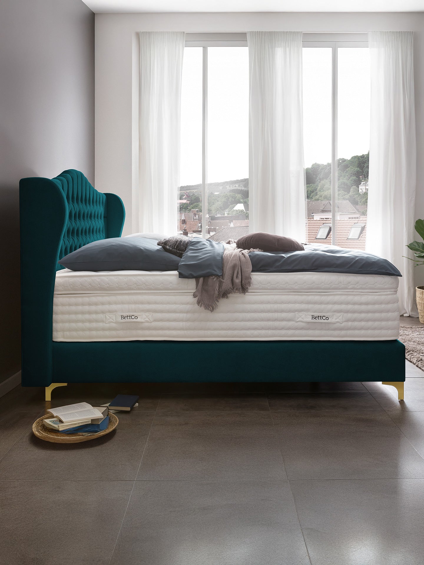 Samt Boxspringbett Petrol MAISON