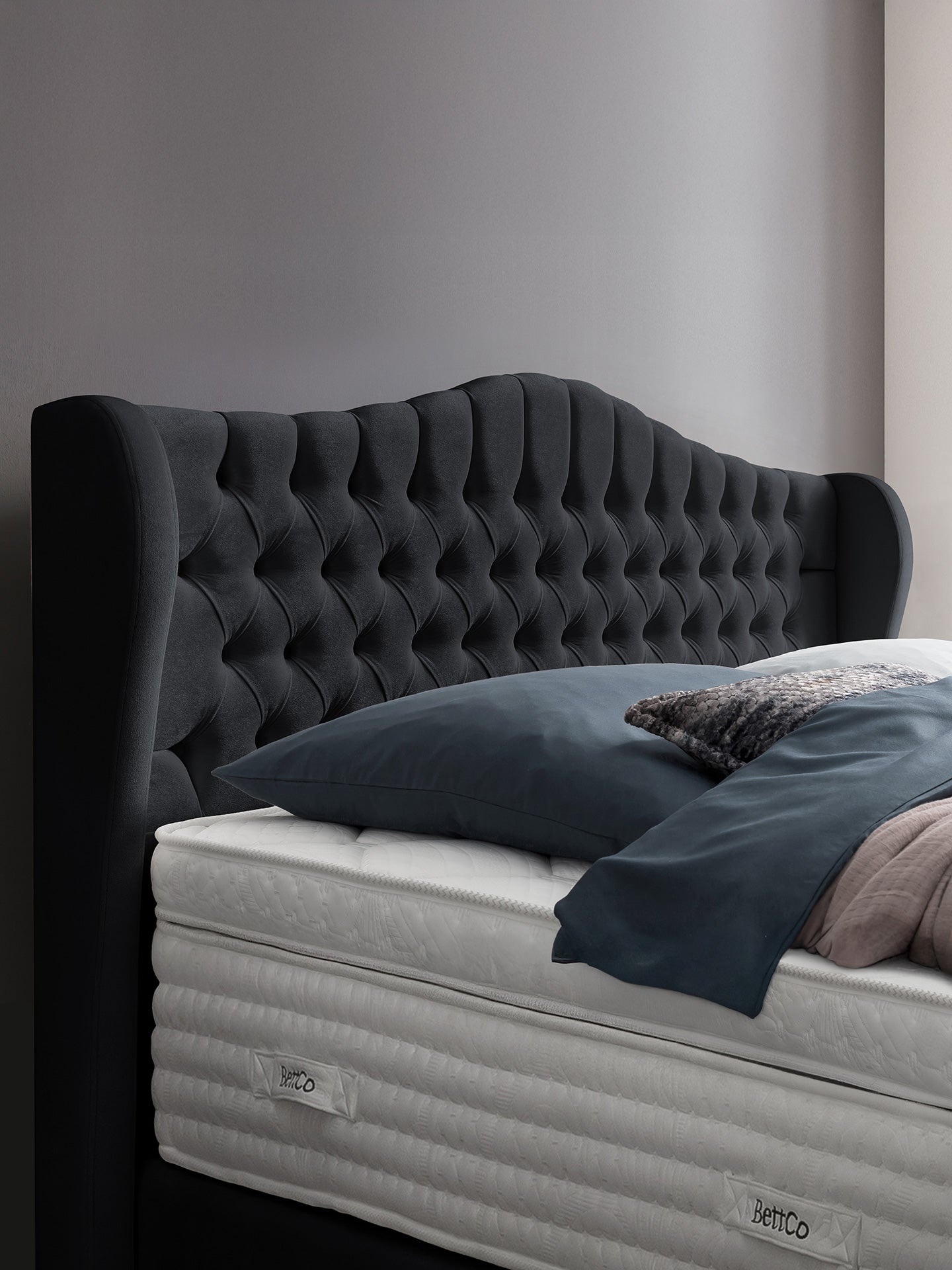 Samt Boxspringbett Schwarz MAISON