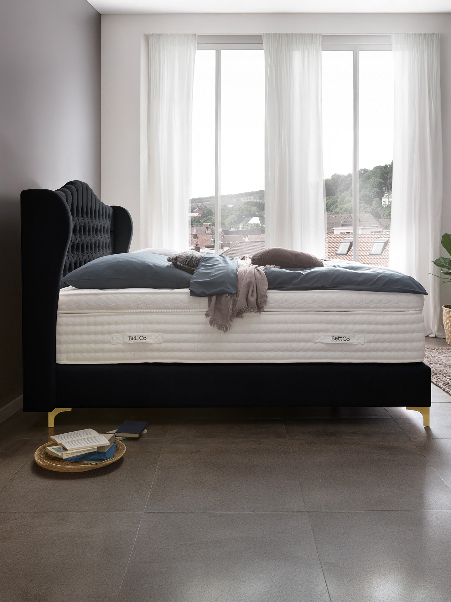 Samt Boxspringbett Schwarz MAISON