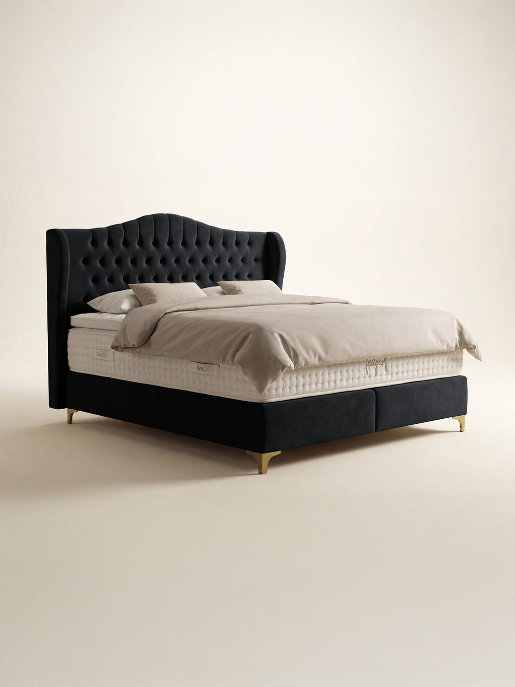 Samt Boxspringbett Schwarz MAISON