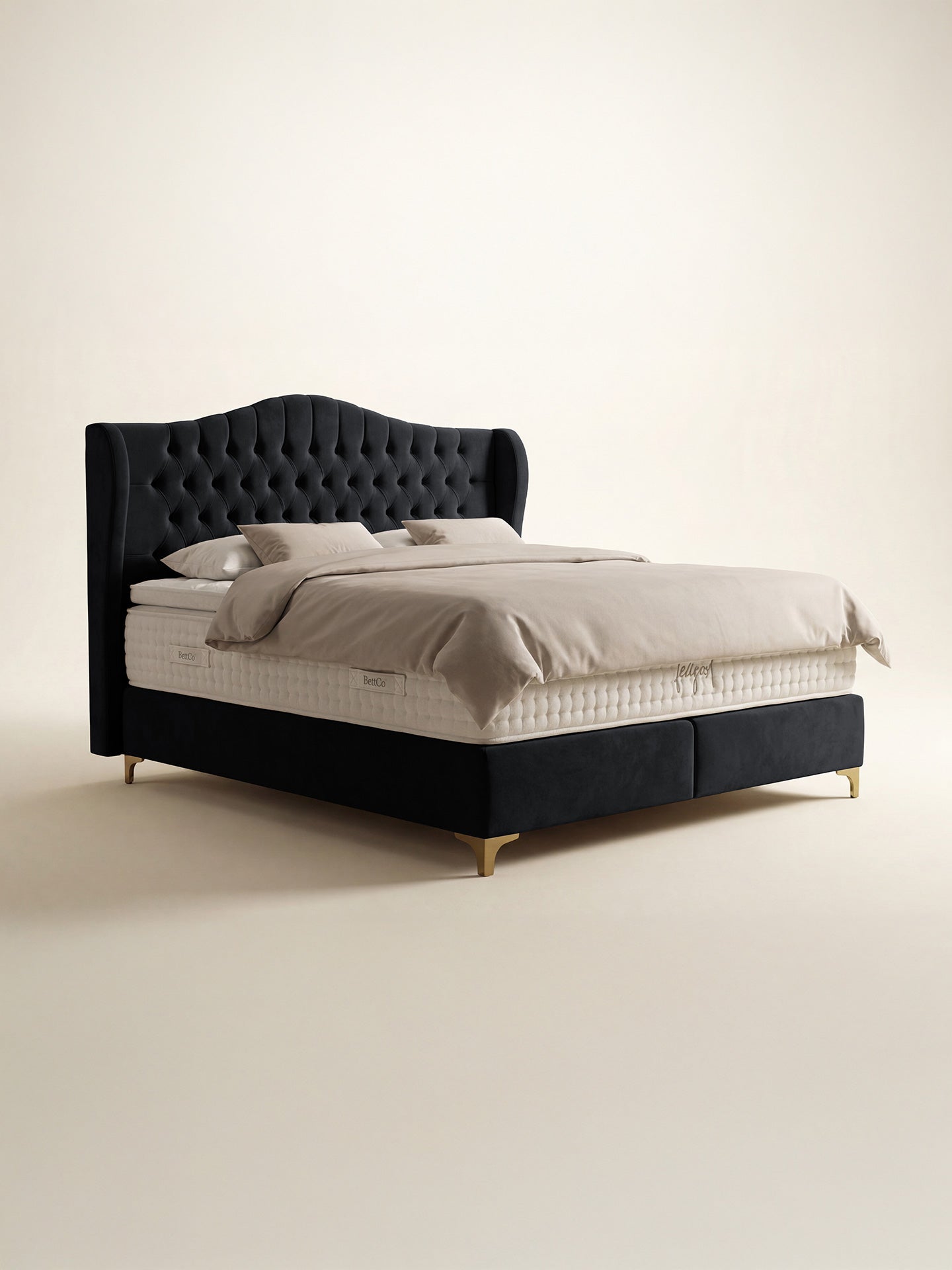 Samt Boxspringbett Schwarz MAISON