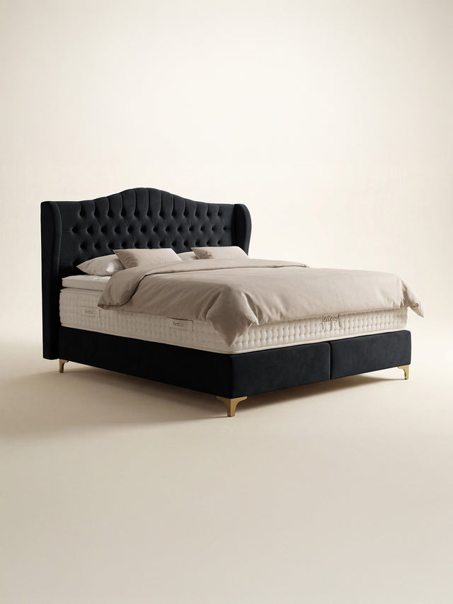 Samt Boxspringbett Schwarz MAISON