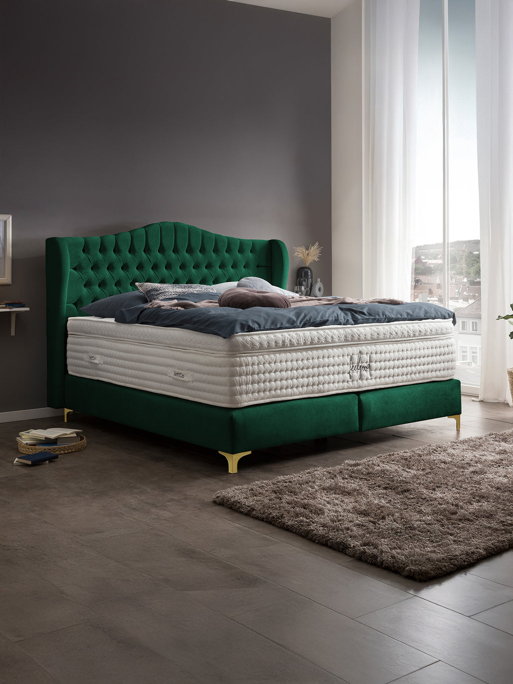 Samt Boxspringbett Smaragd MAISON