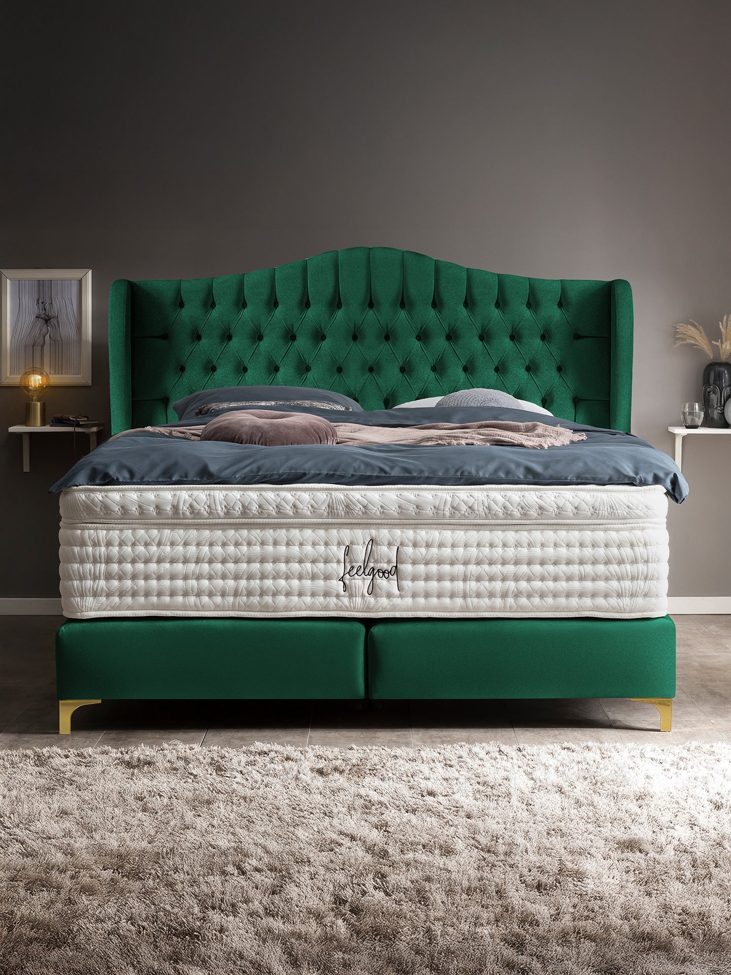 Samt Boxspringbett Smaragd MAISON