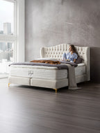 Teddy-Bouclé Boxspringbett Altweiß MAISON