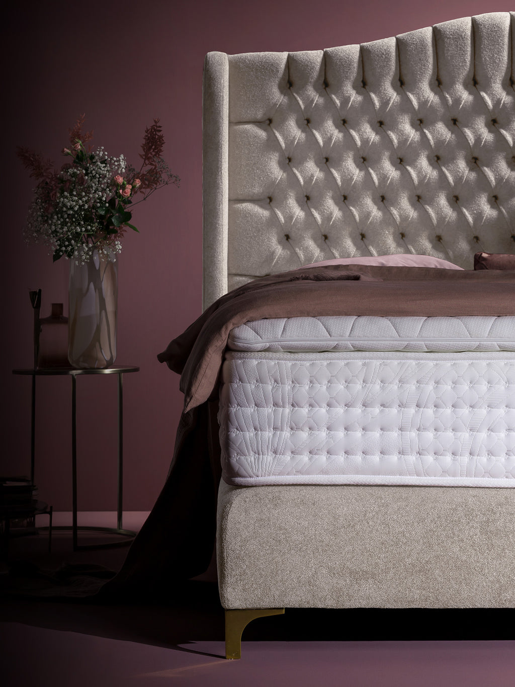 Teddy-Bouclé Boxspringbett Altweiß MAISON Special Edition