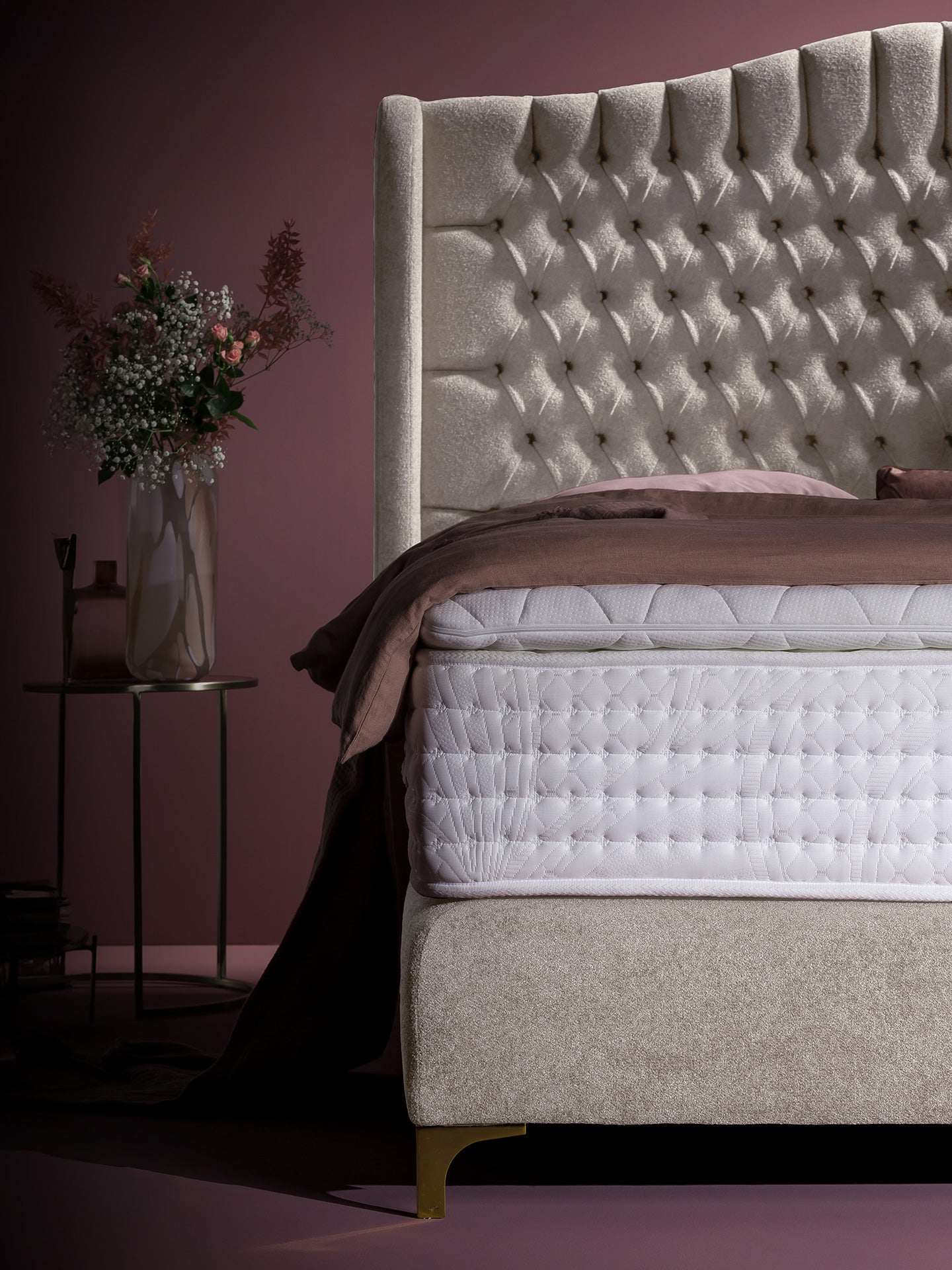 Teddy-Bouclé Boxspringbett Altweiß MAISON Special Edition