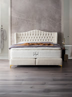 Teddy-Bouclé Boxspringbett Altweiß MAISON