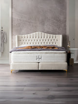 Teddy-Bouclé Boxspringbett Altweiß MAISON