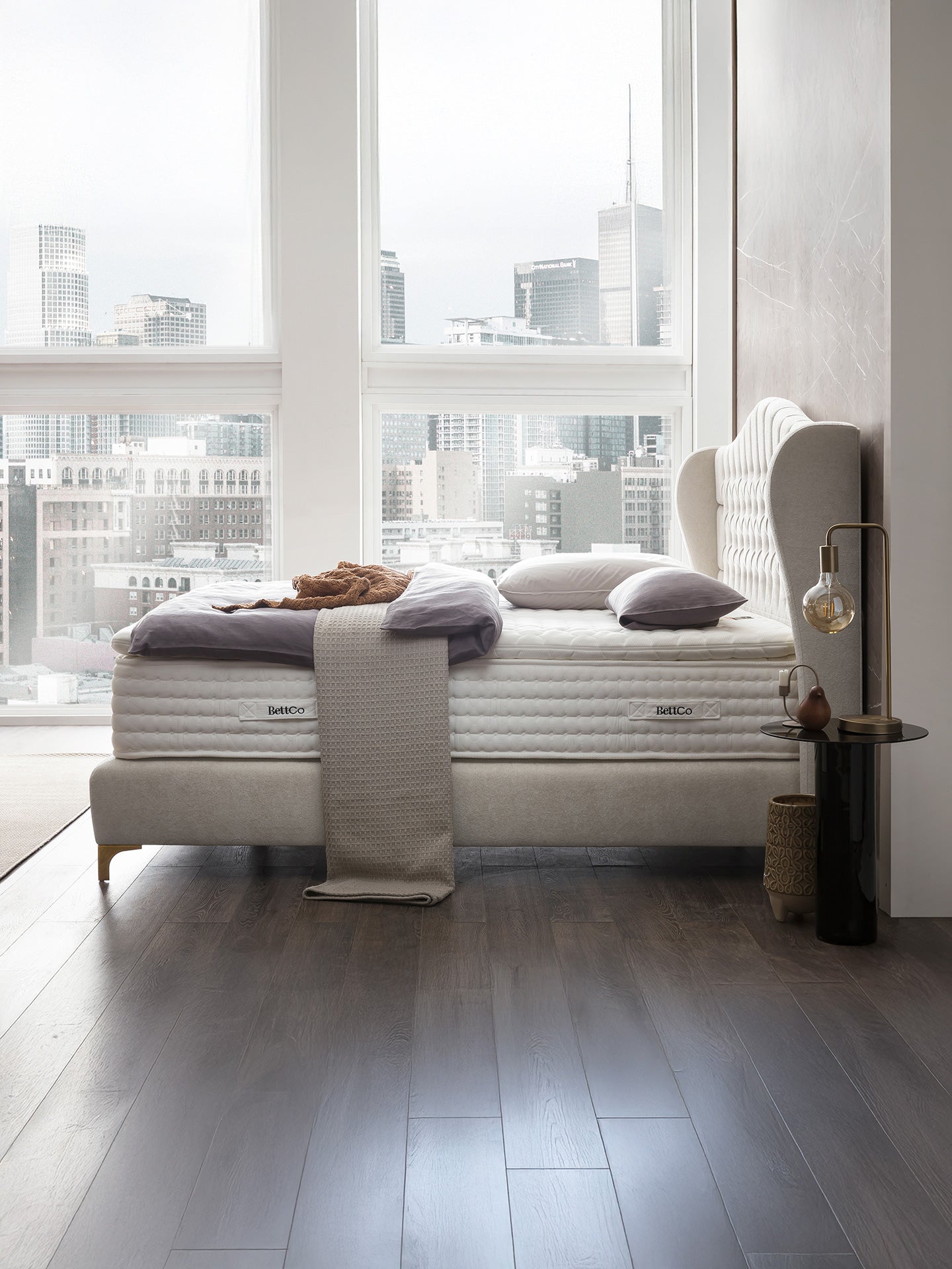 Teddy-Bouclé Boxspringbett Altweiß MAISON