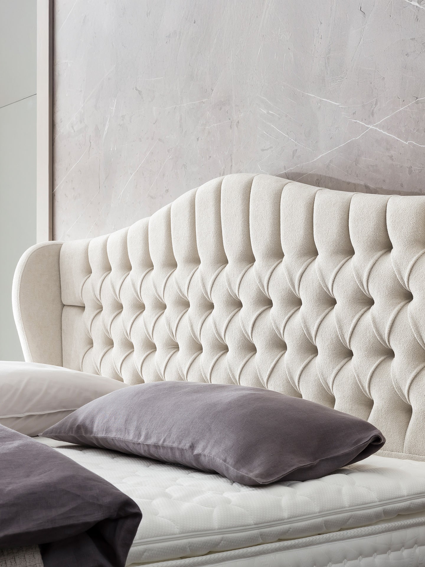 Teddy-Bouclé Boxspringbett Altweiß MAISON