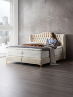 Teddy-Bouclé Boxspringbett Creme MAISON