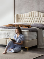 Teddy-Bouclé Boxspringbett Creme MAISON