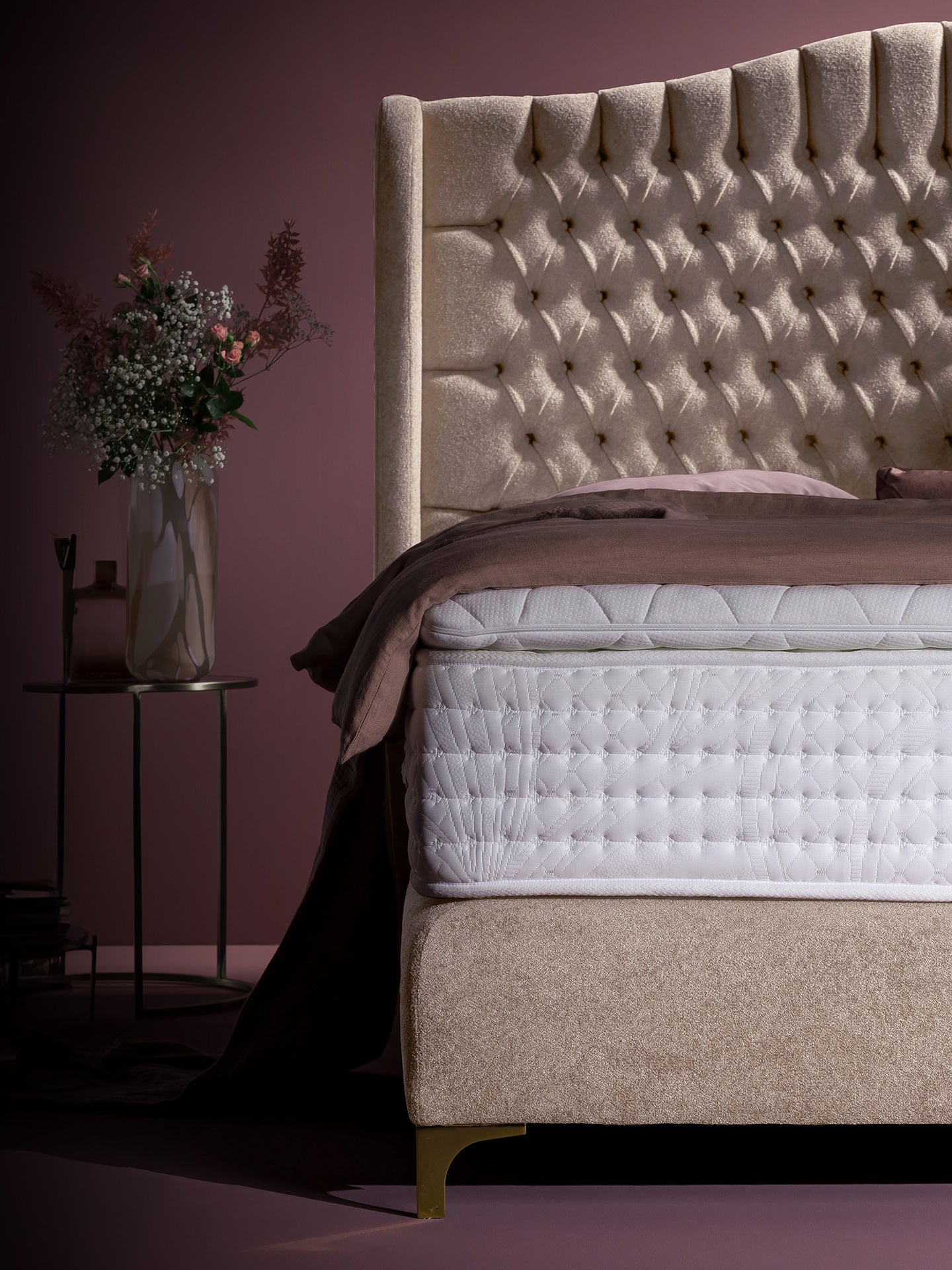 Teddy-Bouclé Boxspringbett Creme MAISON Special Edition