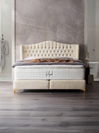 Teddy-Bouclé Boxspringbett Creme MAISON