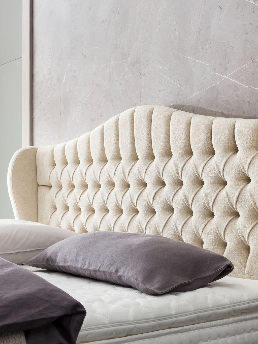 Teddy-Bouclé Boxspringbett Creme MAISON