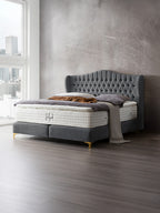 Teddy-Bouclé Boxspringbett Dunkelgrau MAISON