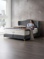 Teddy-Bouclé Boxspringbett Dunkelgrau MAISON