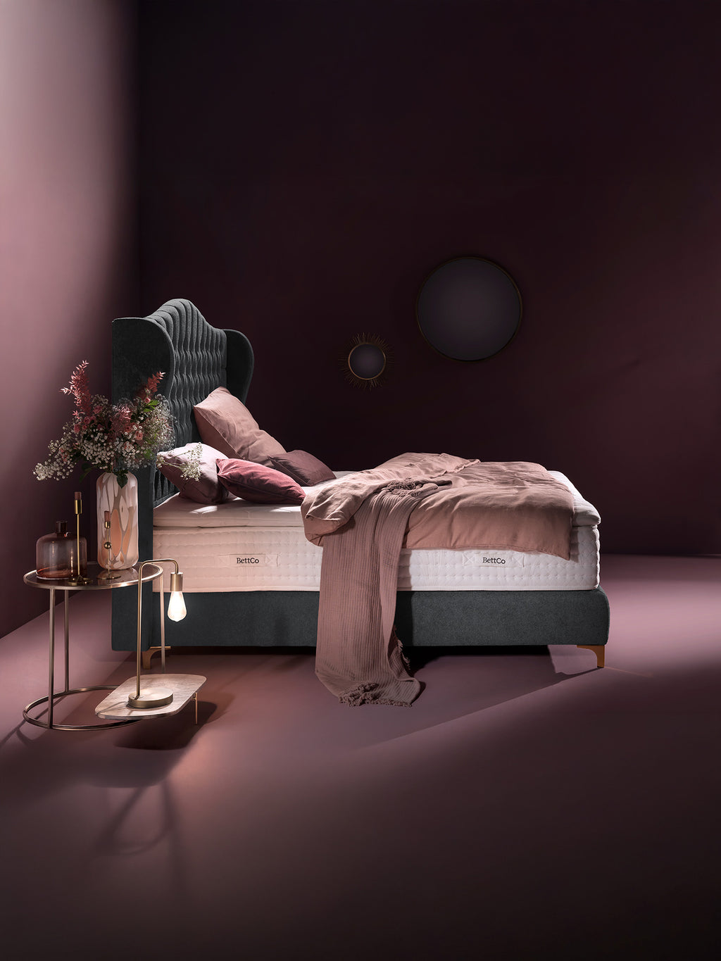 Teddy-Bouclé Boxspringbett Dunkelgrau MAISON Special Edition