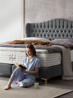 Teddy-Bouclé Boxspringbett Dunkelgrau MAISON