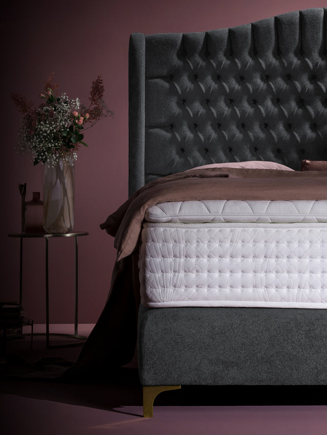 Teddy-Bouclé Boxspringbett Dunkelgrau MAISON Special Edition