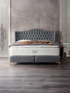 Teddy-Bouclé Boxspringbett Dunkelgrau MAISON