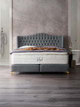 Teddy-Bouclé Boxspringbett Dunkelgrau MAISON