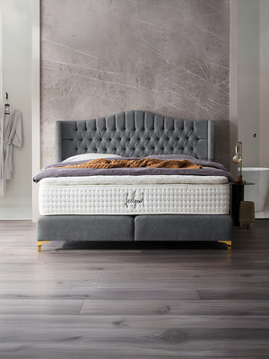 Teddy-Bouclé Boxspringbett Dunkelgrau MAISON