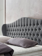 Teddy-Bouclé Boxspringbett Dunkelgrau MAISON