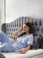 Teddy-Bouclé Boxspringbett Dunkelgrau MAISON