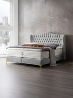 Teddy-Bouclé Boxspringbett Grau MAISON