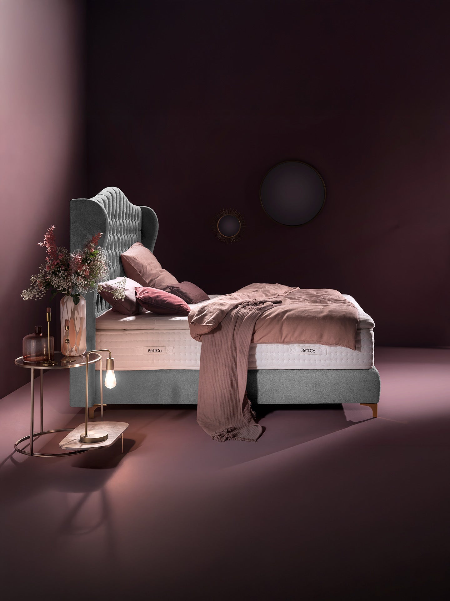 Teddy-Bouclé Boxspringbett Grau MAISON Special Edition