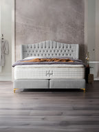 Teddy-Bouclé Boxspringbett Grau MAISON