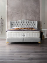 Teddy-Bouclé Boxspringbett Grau MAISON