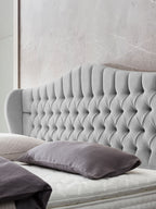 Teddy-Bouclé Boxspringbett Grau MAISON