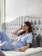 Teddy-Bouclé Boxspringbett Grau MAISON