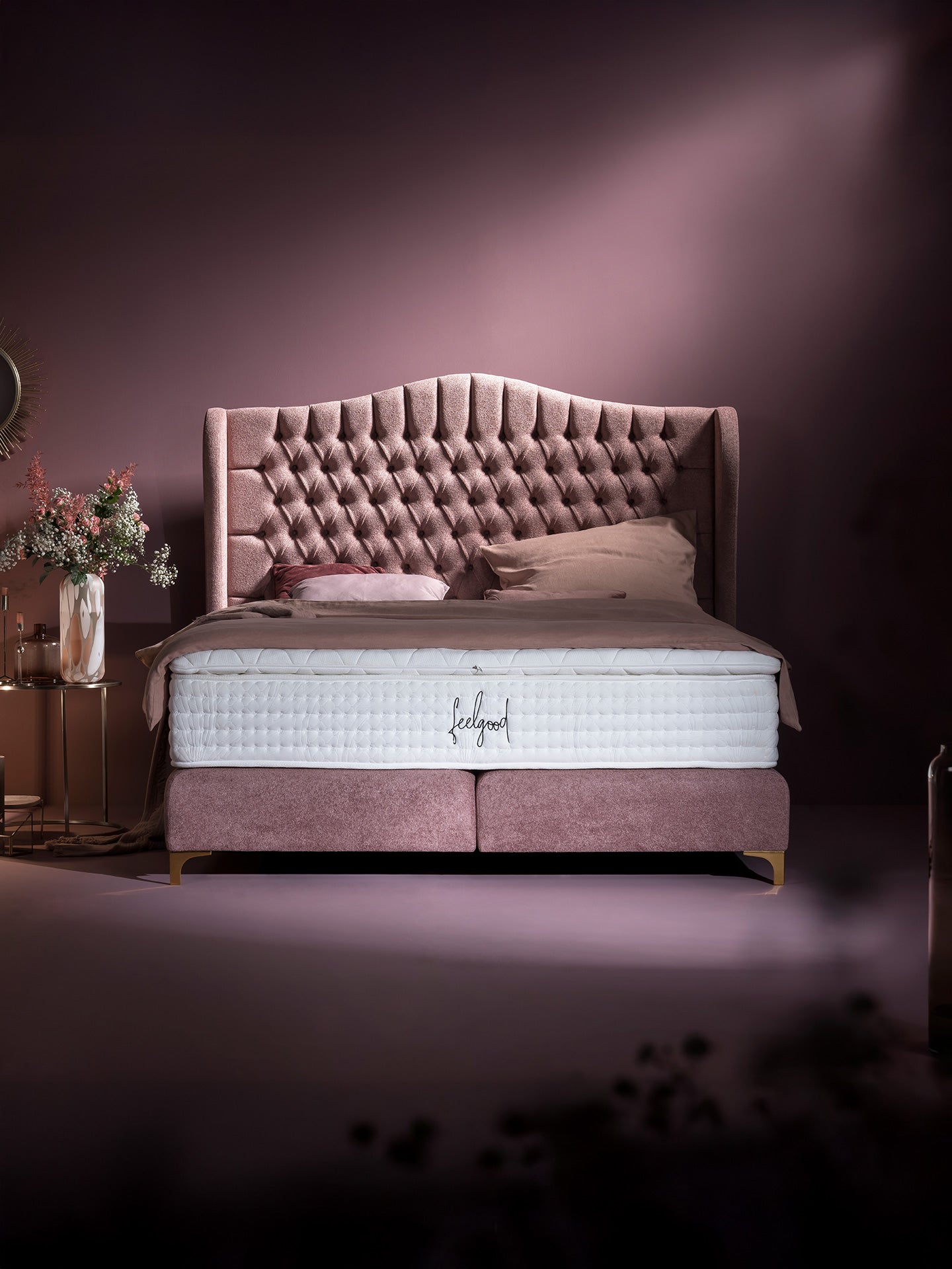 Teddy-Bouclé Boxspringbett Rose MAISON Special Edition