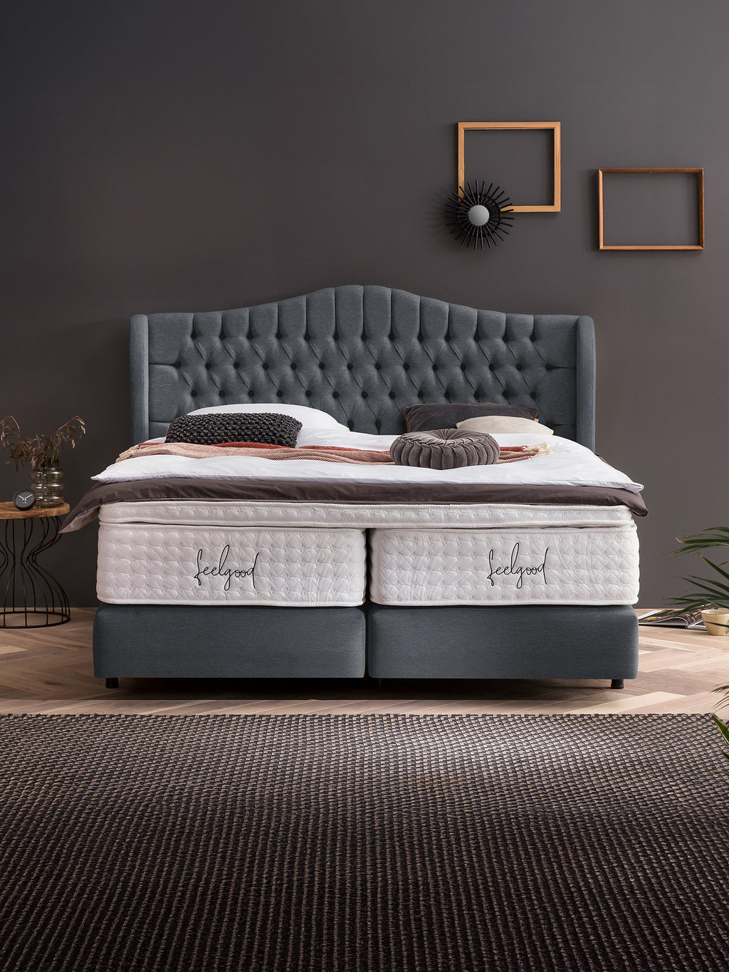 Webstoff Boxspringbett Anthrazit MAISON