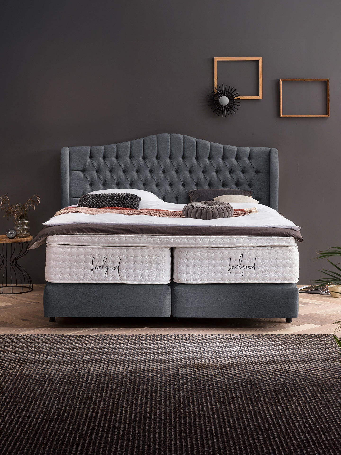 Webstoff Boxspringbett Anthrazit MAISON