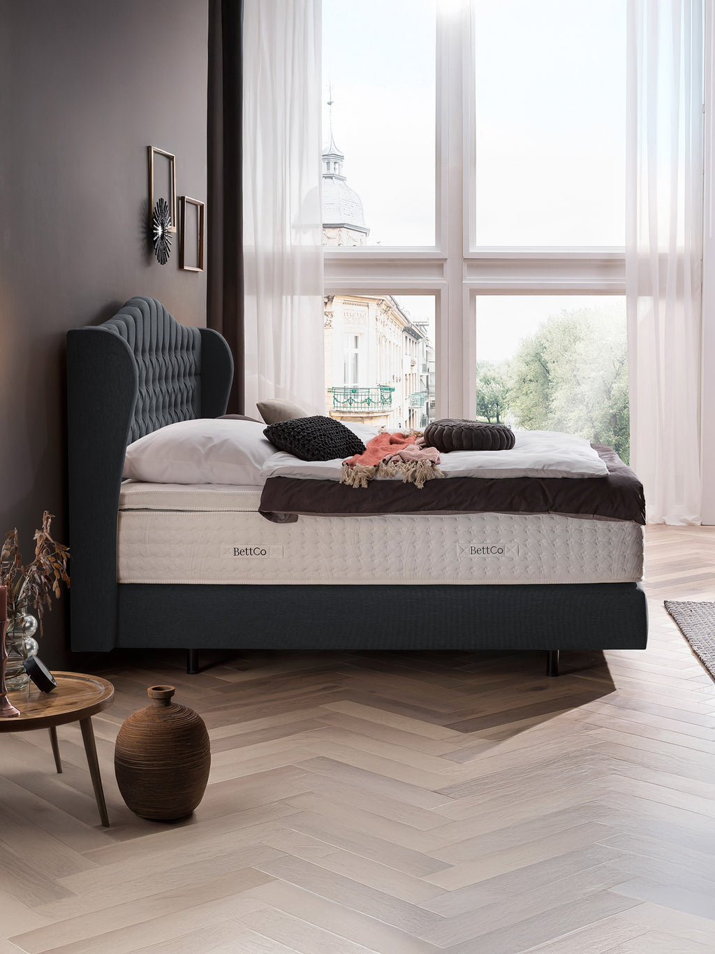 Webstoff Boxspringbett Anthrazit MAISON