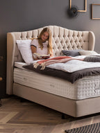 Webstoff Boxspringbett Beige MAISON