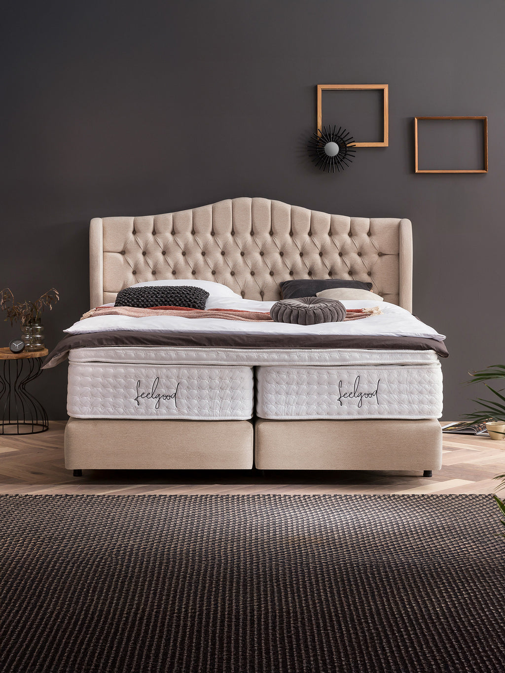 Webstoff Boxspringbett Beige MAISON