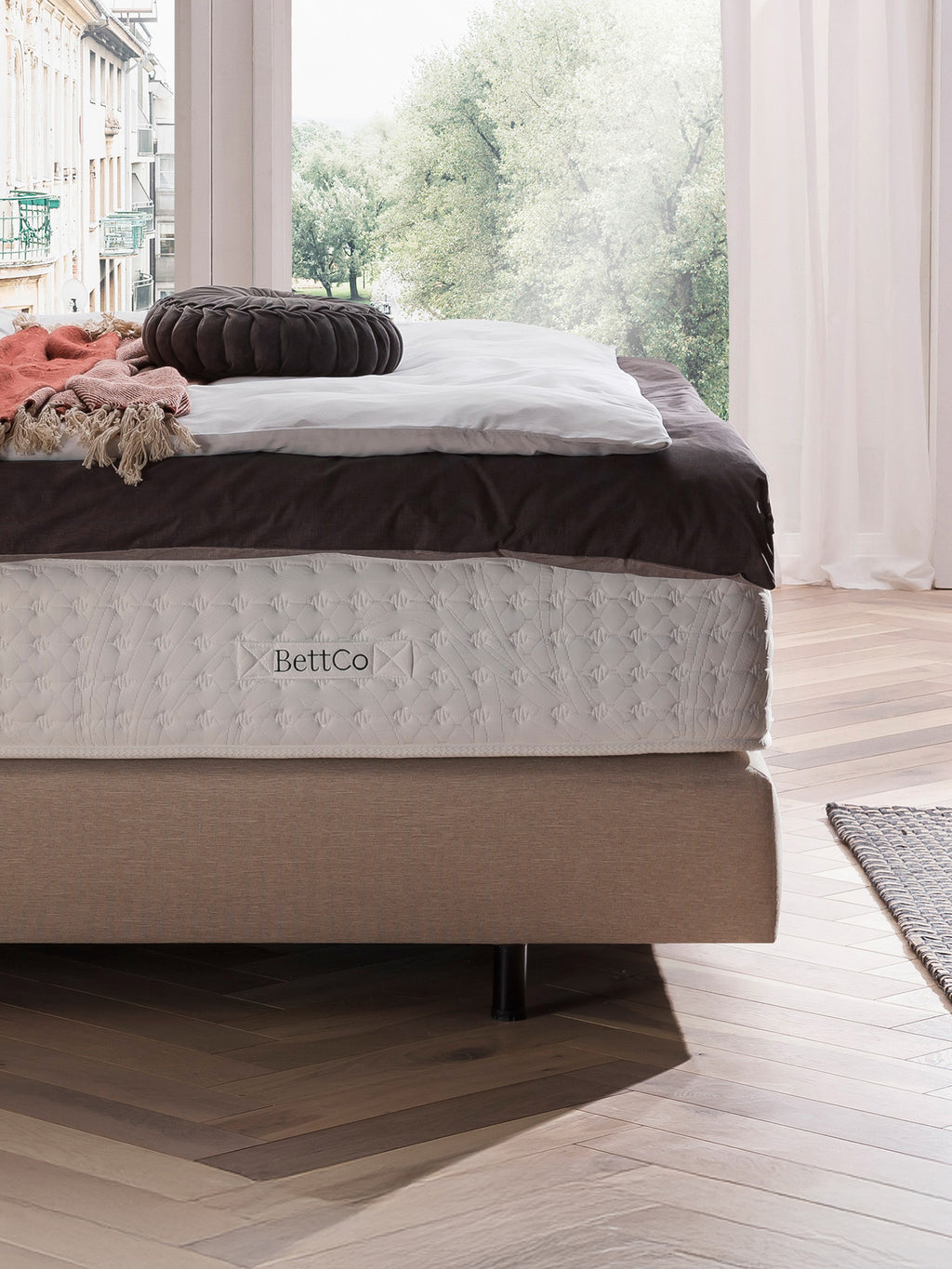 Webstoff Boxspringbett Beige MAISON